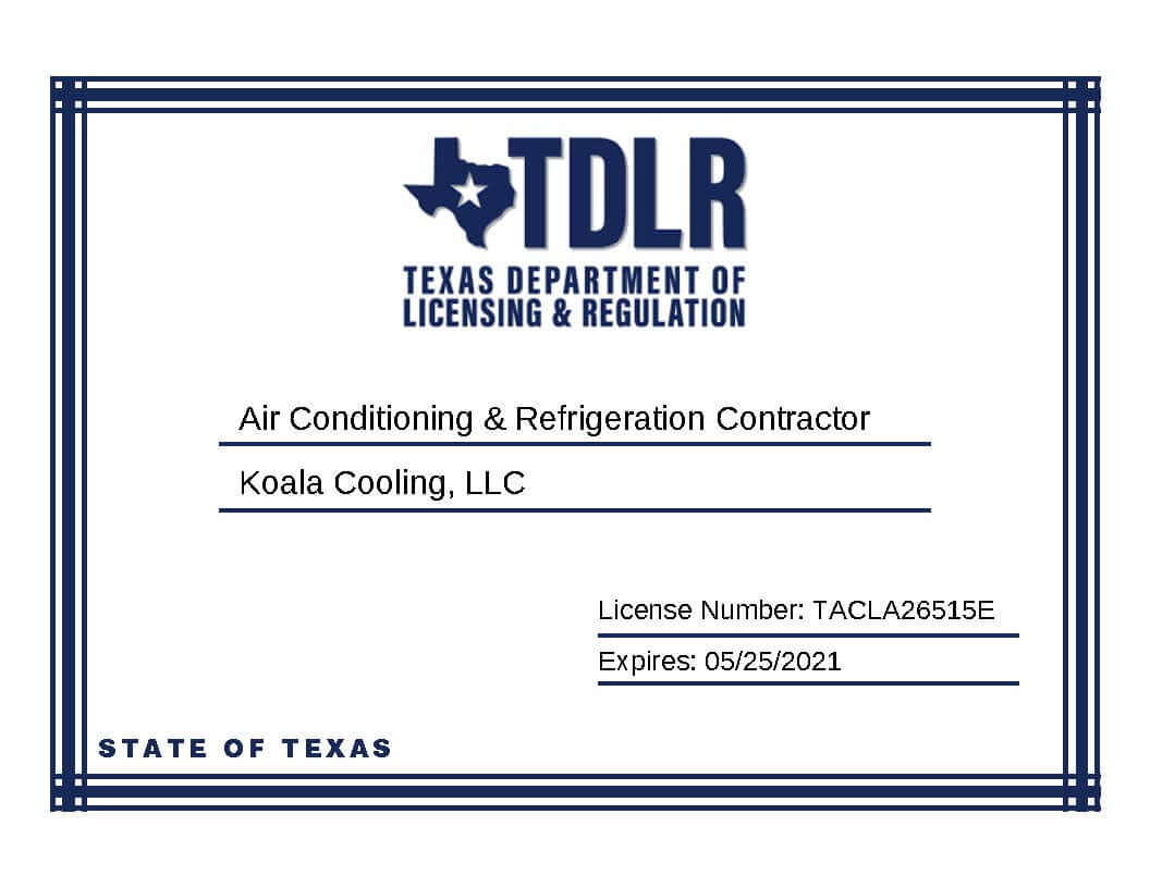 License and Documents Koala Cooling